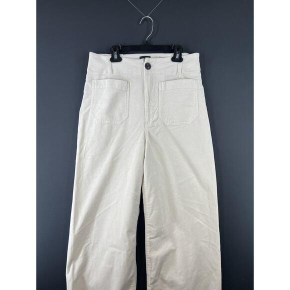 Anthropologie Maeve Colette Size 29 Cropped Corduroy Wide Leg Pants Ivory - Picture 3 of 11